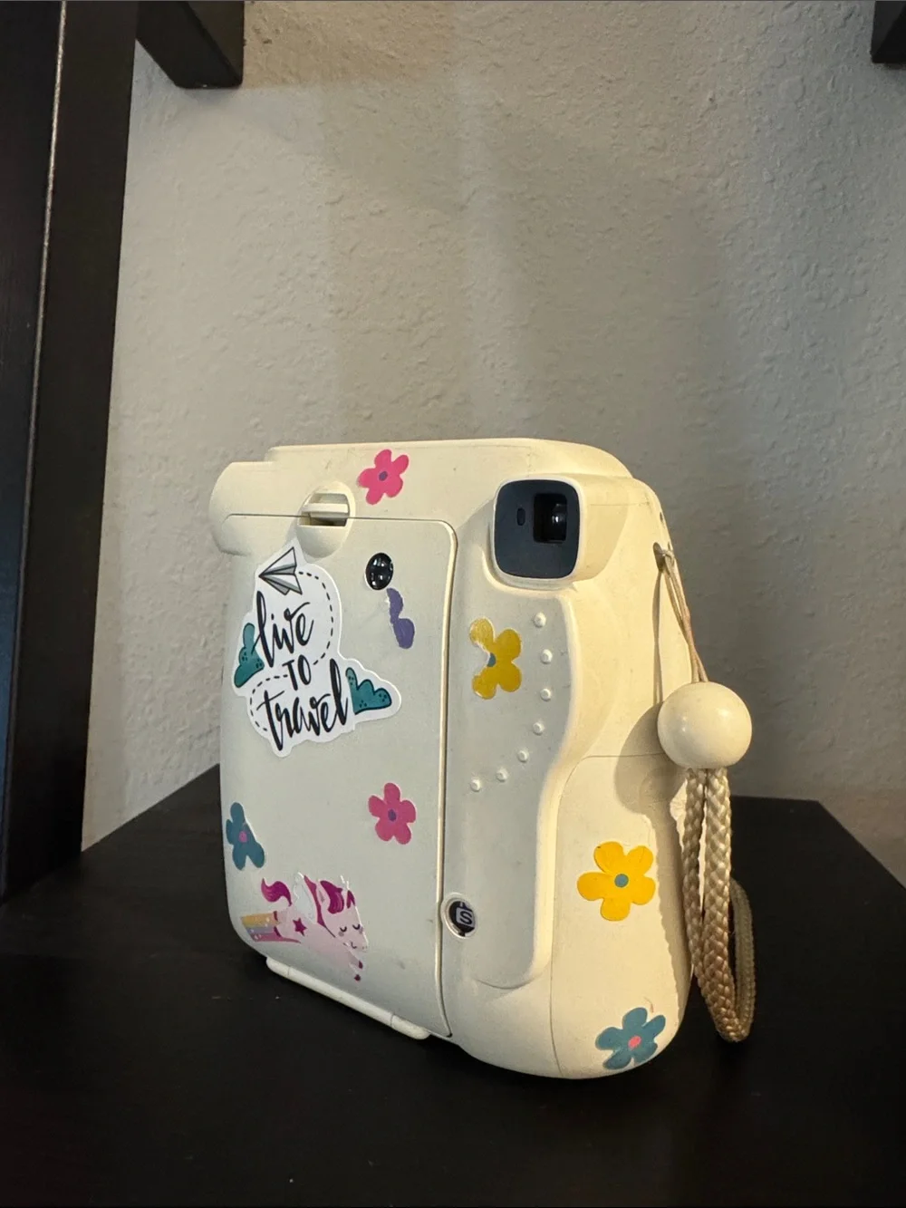 Fujifilm Instax Mini 8 White Instant Camera with Multicolor Floral Accents
